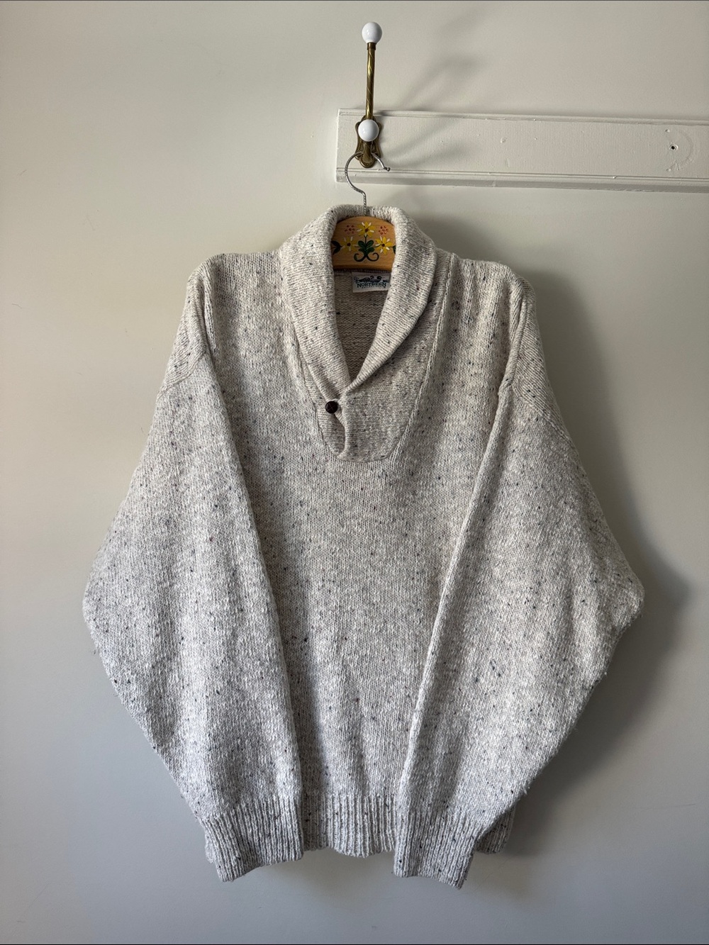 Northern Reflections Collar Heathered Cream Sweater